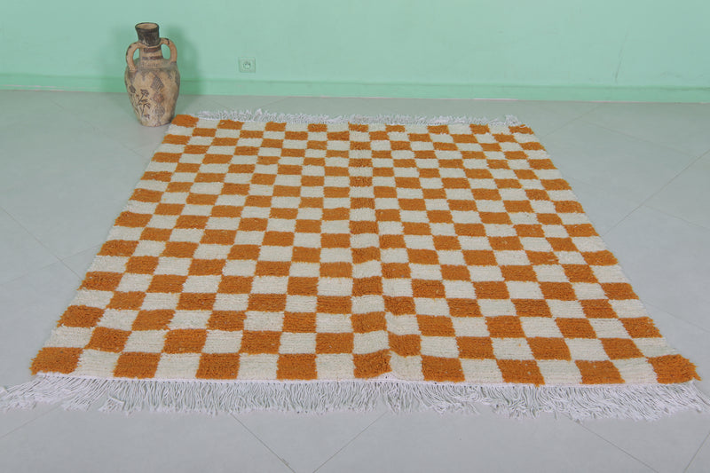 Moroccan Checkered Rug 5.7 x 5.5 ft – Handmade Berber Wool Carpet