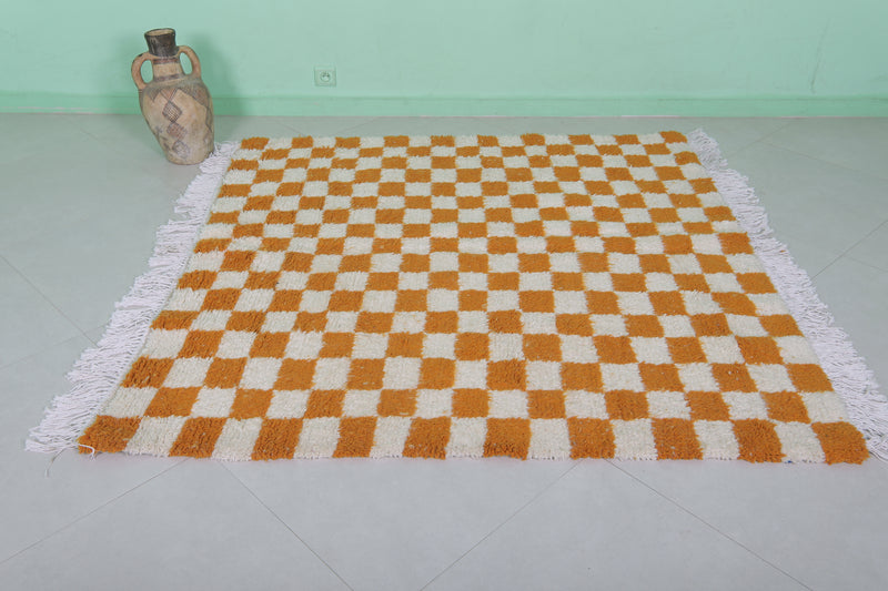 Moroccan Checkered Rug 5.7 x 5.5 ft – Handmade Berber Wool Carpet