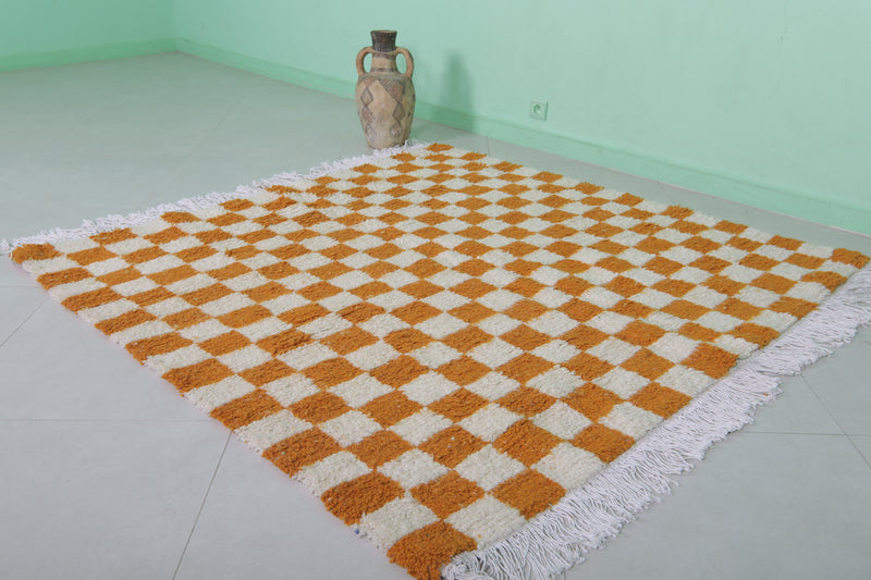 Moroccan Checkered Rug 5.7 x 5.5 ft – Handmade Berber Wool Carpet