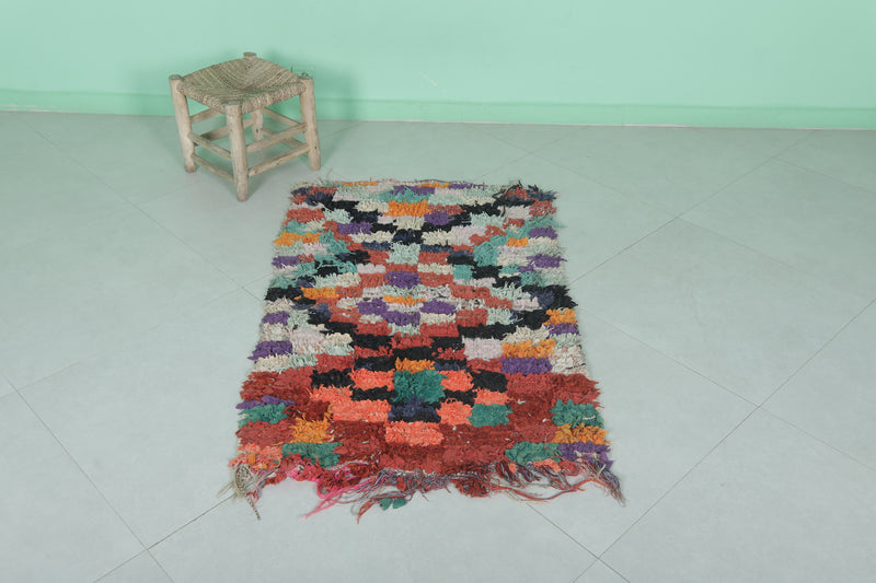 Handmade Boucherouite Rug - Vibrant Eco-Friendly Design | 2.6 x 4.1 Ft