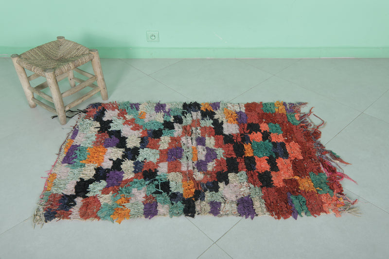 Handmade Boucherouite Rug - Vibrant Eco-Friendly Design | 2.6 x 4.1 Ft