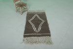 Small Moroccan Rug - 2.2 x 3.7 ft | Brown with Diamond Pattern