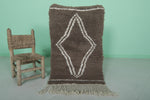 Small Moroccan Rug - 2.2 x 3.7 ft | Brown with Diamond Pattern