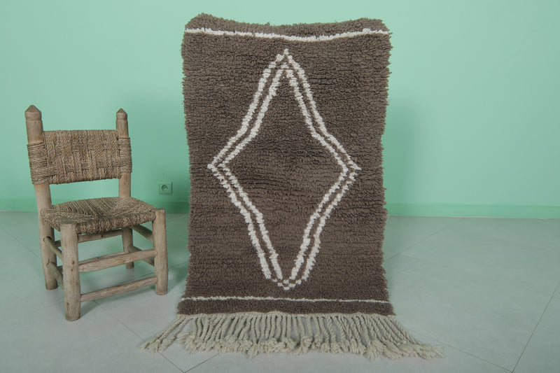 Small Moroccan Rug - 2.2 x 3.7 ft | Brown with Diamond Pattern