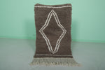 Small Moroccan Rug - 2.2 x 3.7 ft | Brown with Diamond Pattern