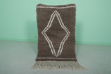 Small Moroccan Rug - 2.2 x 3.7 ft | Brown with Diamond Pattern