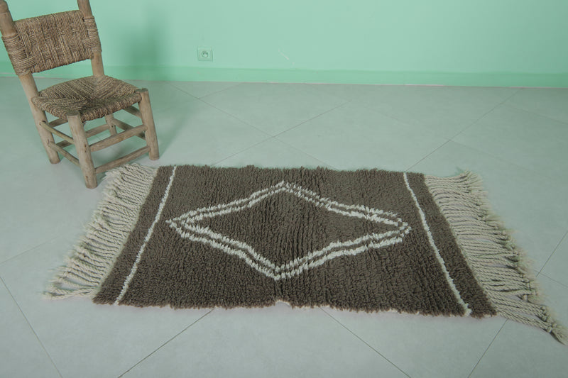 Small Moroccan Rug - 2.2 x 3.7 ft | Brown with Diamond Pattern