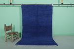 Blue Moroccan Rug - 4 x 6.2 Ft | Rounded Corner Design