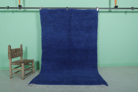 Blue Moroccan rug 4 X 6.2 Feet -blue rounded corners