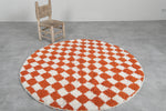 Checkered round rug - moroccan orange rug