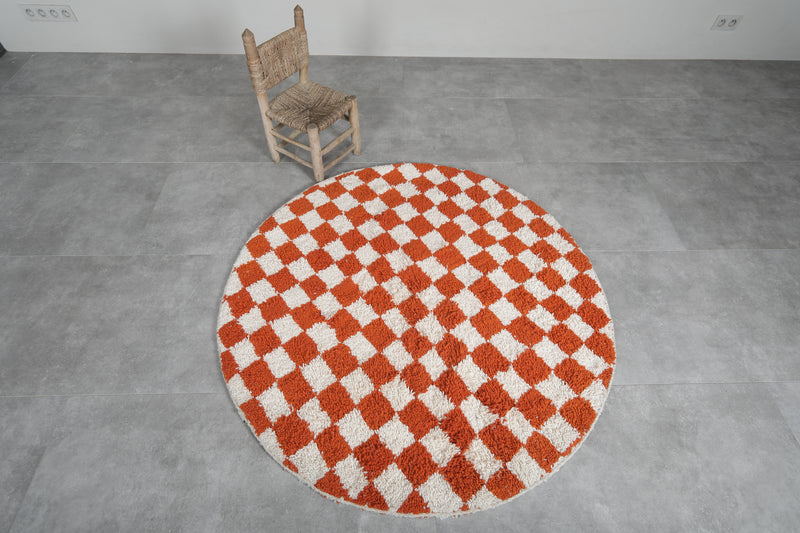 Checkered round rug - moroccan orange rug