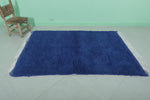 Blue Moroccan Rug - 4 x 6.2 Ft | Rounded Corner Design