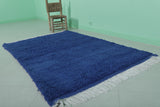 Blue Moroccan Rug - 4 x 6.2 Ft | Rounded Corner Design