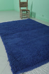 Blue Moroccan Rug - 4 x 6.2 Ft | Rounded Corner Design