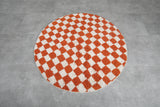 Checkered round rug - moroccan orange rug