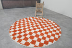 Checkered round rug - moroccan orange rug