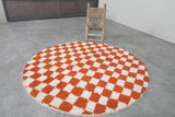 Checkered round rug - moroccan orange rug