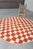 Checkered round rug - moroccan orange rug