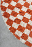 Checkered round rug - moroccan orange rug