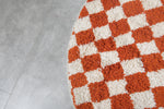 Checkered round rug - moroccan orange rug