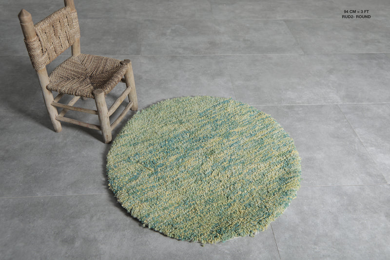 Round Moroccan Rug - 3 ft Handwoven Berber Carpet