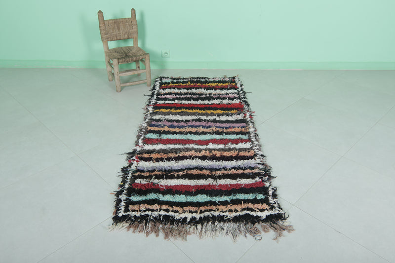 Moroccan berber rug 2.6 X 5.7 Feet - Boucherouite Rugs