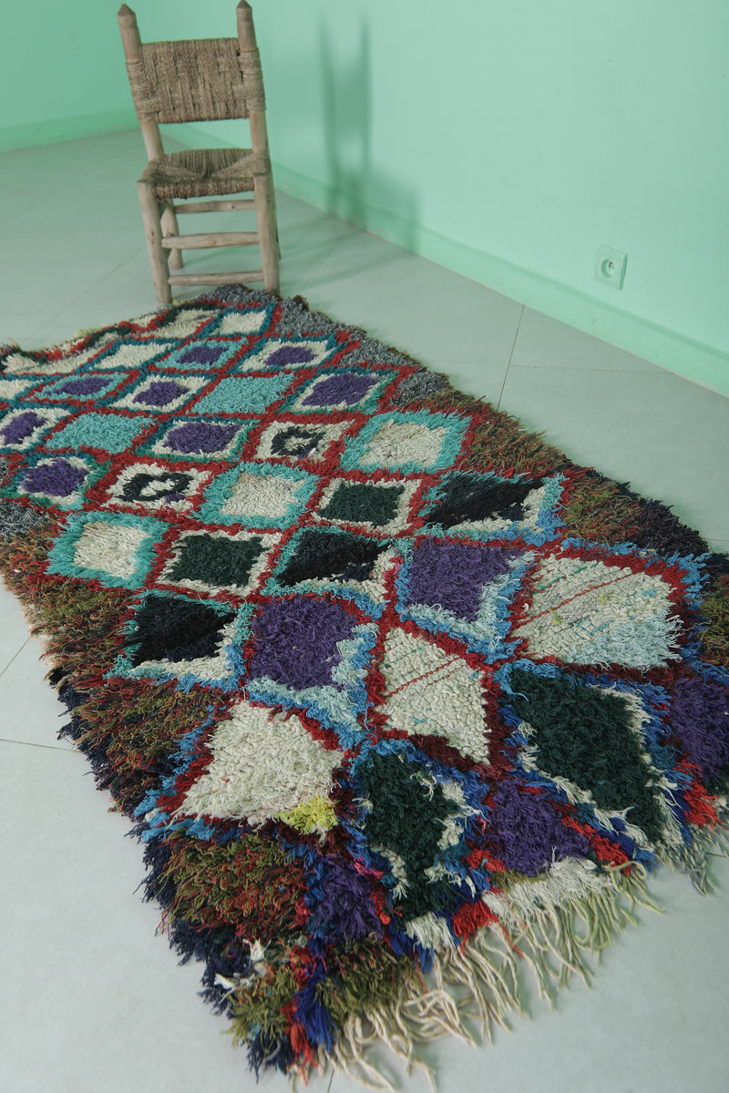 Vintage handmade moroccan berber runner rug 3.1 FT X 6 FT