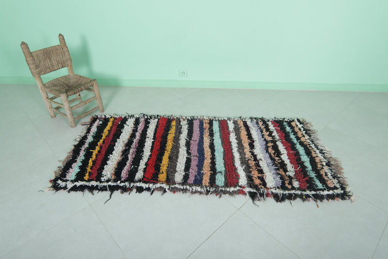 Moroccan berber rug 2.6 X 5.7 Feet - Boucherouite Rugs