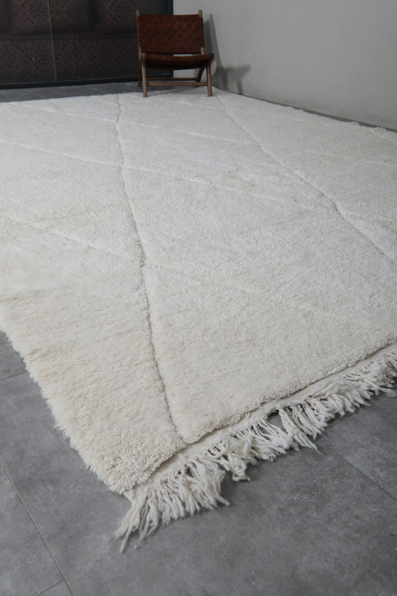 Large Moroccan Wool Rug - 10 FT X 13.4 FT | Ivory Diamond Pattern