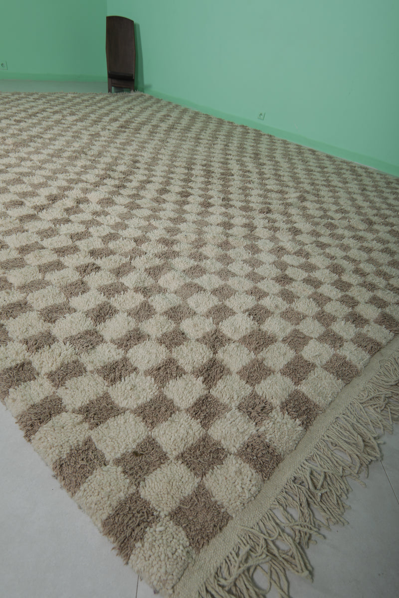 Moroccan Checkered Rug - Handwoven 11.2 x 15.1 Feet | Oversized Wool Design