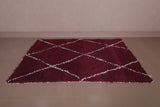 Handmade Moroccan Rug - Red & Cream, 4.9 x 6.9 Feet | Unique Berber Style Rug