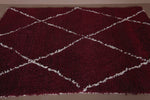 Handmade Moroccan Rug - Red & Cream, 4.9 x 6.9 Feet | Unique Berber Style Rug