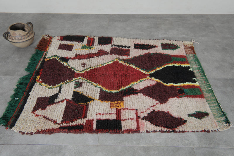 Vintage Moroccan Wool Rug 3.6 FT X 4.7 FT Azilal Rug