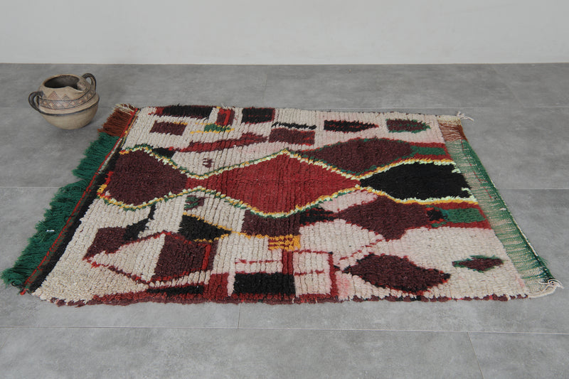 Vintage Moroccan Wool Rug 3.6 FT X 4.7 FT Azilal Rug