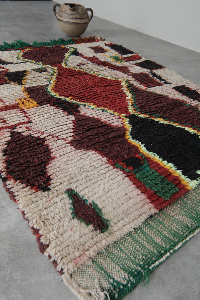 Vintage Moroccan Wool Rug 3.6 FT X 4.7 FT Azilal Rug