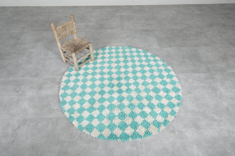 Moroccan round rug - checkered rug