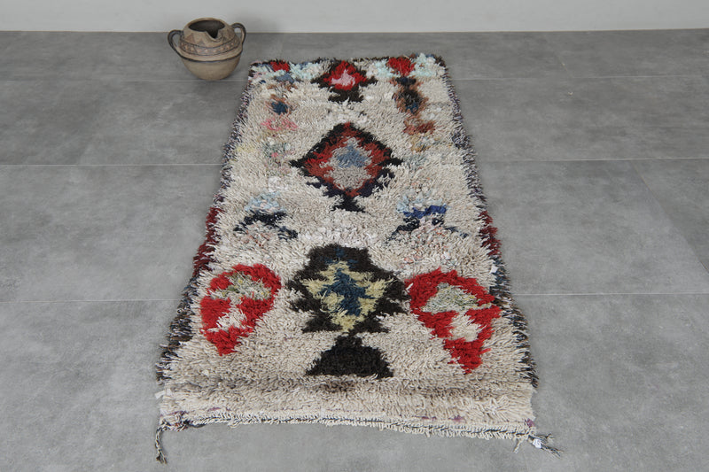 Handwoven Boucherouite Rug 2.5 FT X 5.5 FT Moroccan Rug