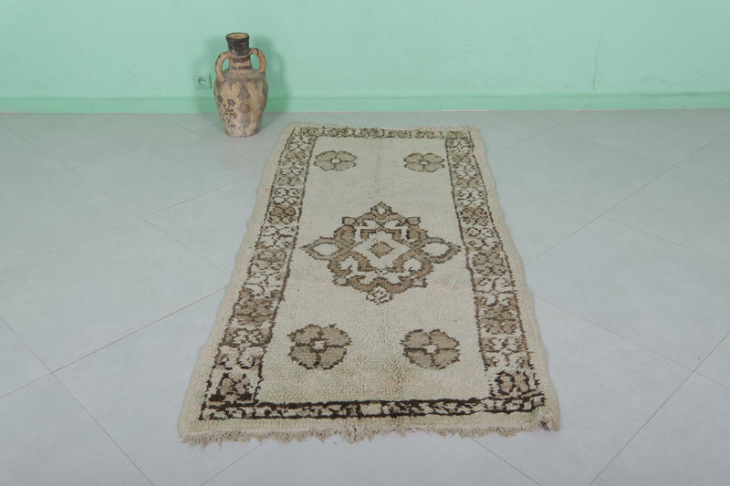 Moroccan Rug - Elegant Floral Border 3ft x 6.3ft | Handcrafted