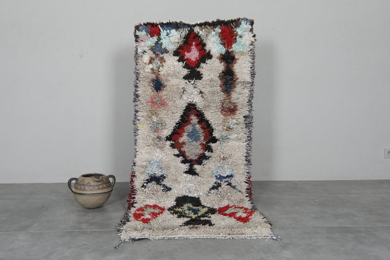 Handwoven Boucherouite Rug 2.5 FT X 5.5 FT Moroccan Rug