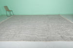 Large Moroccan Wool Rug - 11 x 14.3 FT | Handwoven Gray and Ivory Geometric Pattern