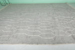 Large Moroccan Wool Rug - 11 x 14.3 FT | Handwoven Gray and Ivory Geometric Pattern