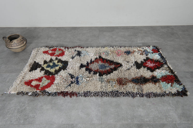 Handwoven Boucherouite Rug 2.5 FT X 5.5 FT Moroccan Rug