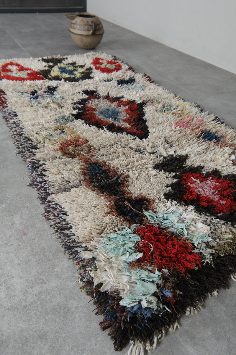 Handwoven Boucherouite Rug 2.5 FT X 5.5 FT Moroccan Rug