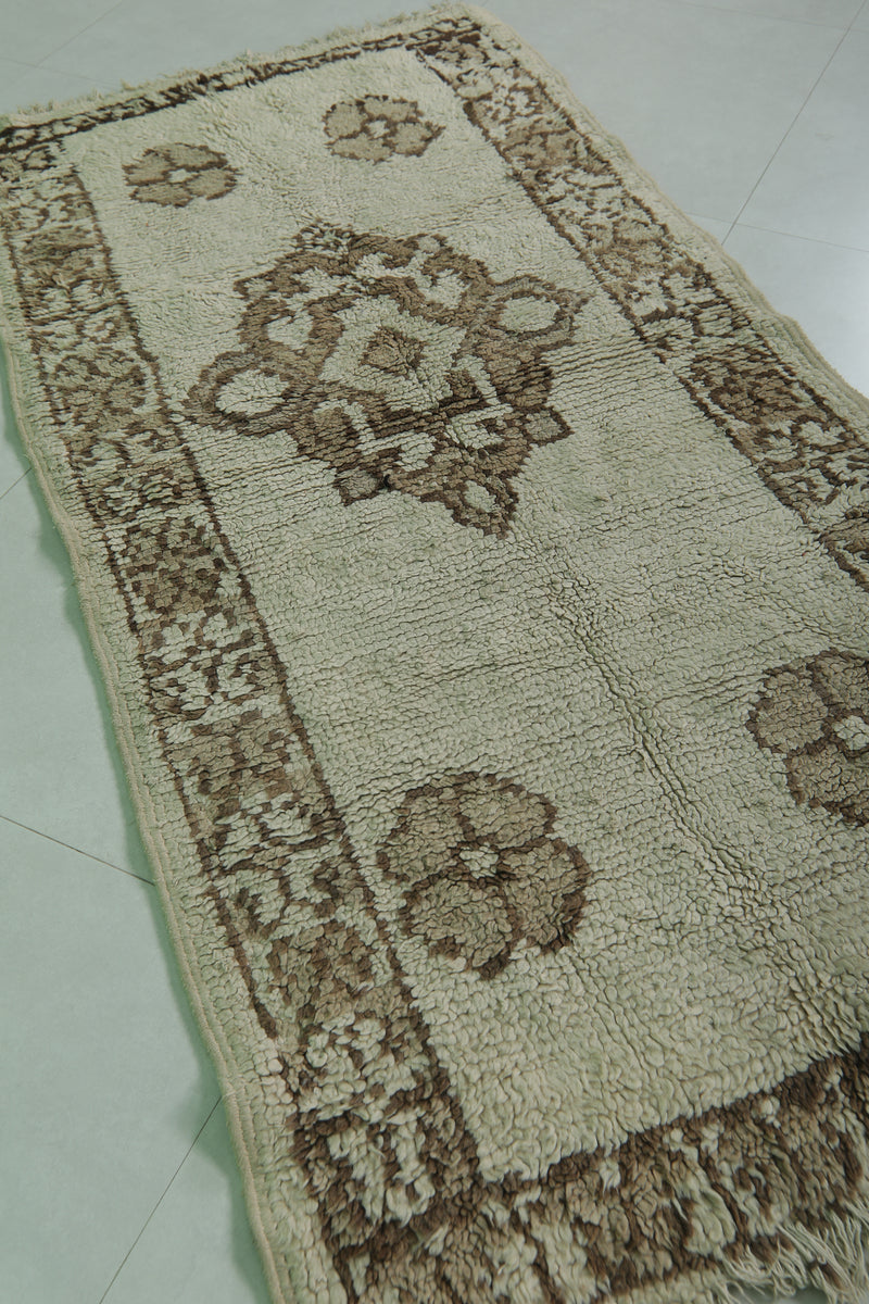 Moroccan Rug - Elegant Floral Border 3ft x 6.3ft | Handcrafted