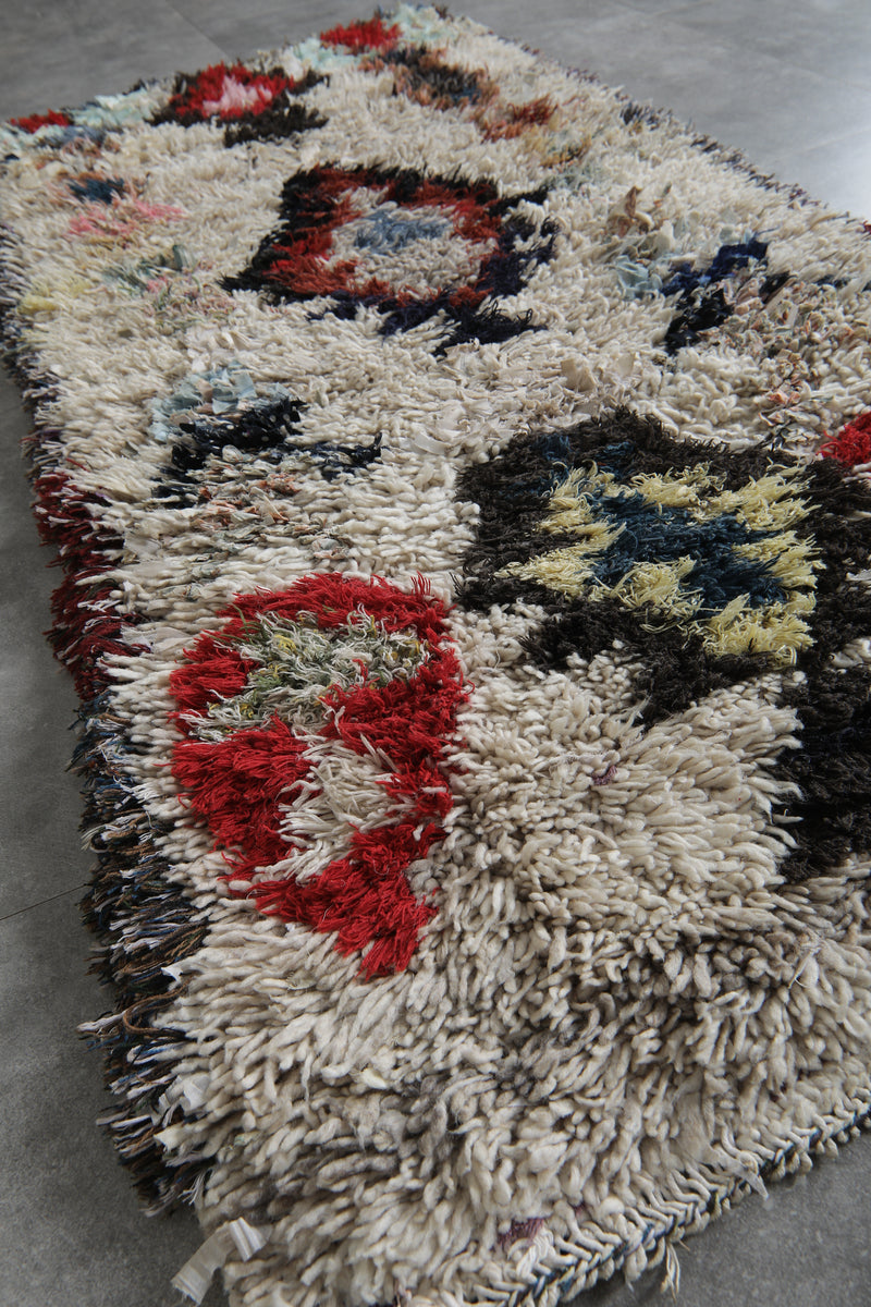 Handwoven Boucherouite Rug 2.5 FT X 5.5 FT Moroccan Rug