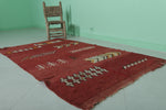 Moroccan Tribal Rug 3.4 x 6.1 Feet – Handmade Red Wool Rug