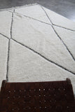 Diamond Moroccan Wool Rug - 8 x 11.5 Feet | Elegant Ivory & Gray Design