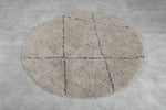 Round Moroccan Wool Rug 5.1 Feet – Minimalist Berber Design