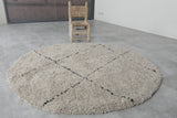 Round Moroccan Wool Rug 5.1 Feet – Minimalist Berber Design