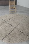 Round Moroccan Wool Rug 5.1 Feet – Minimalist Berber Design